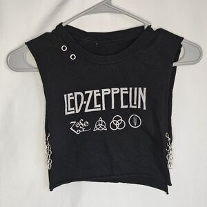 Led Zepplin Top Reworked Hot Topic Open Side Alt XS